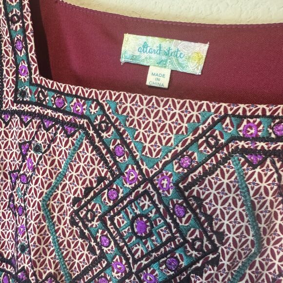 Altar’d State Boho Hippie Blouse Top gauzy flowy oversized sz S cotton tunic - Picture 3 of 6